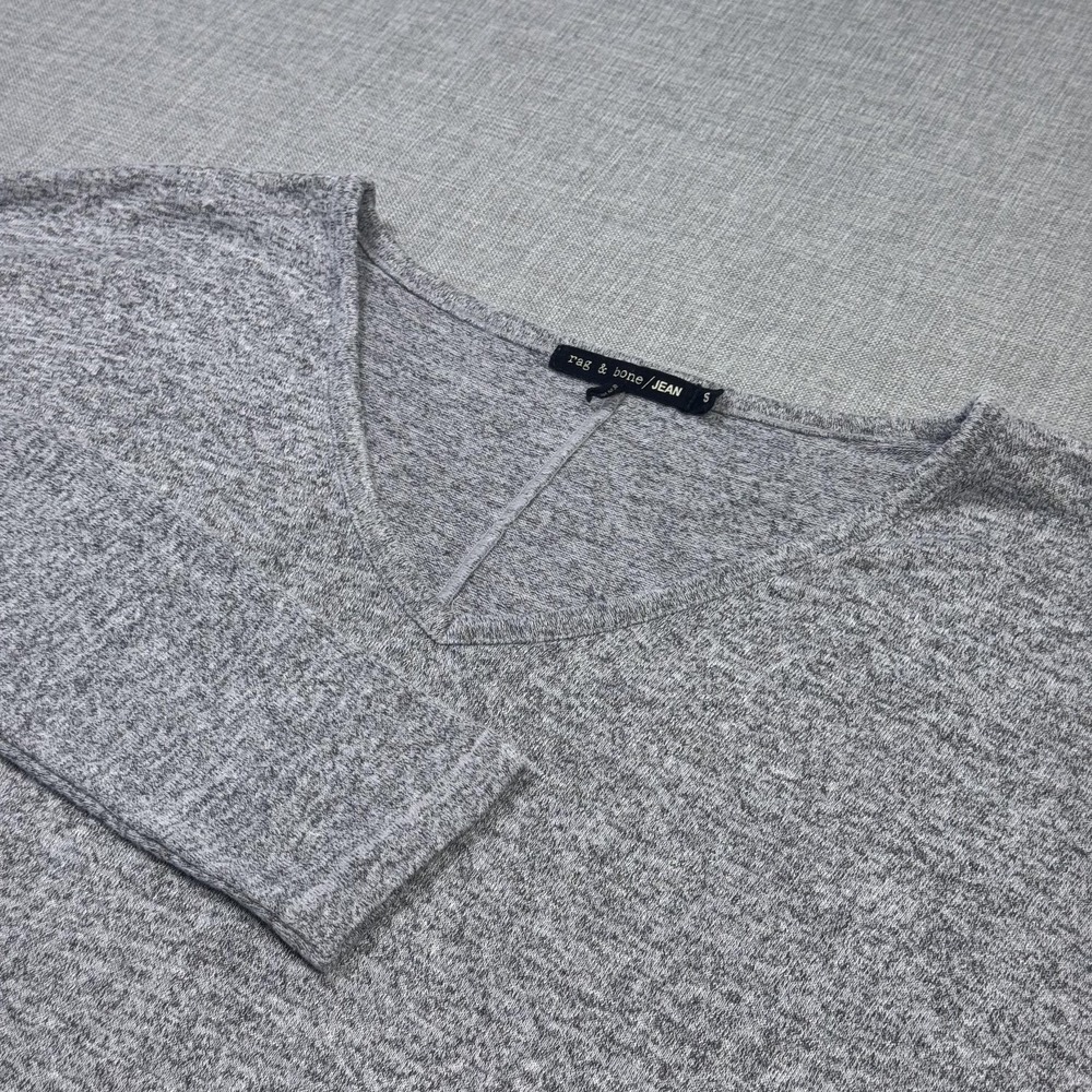 Rag & Bone/JEAN Pullover Sweater Womens Small Gray V-Neck Lightweight Stretch